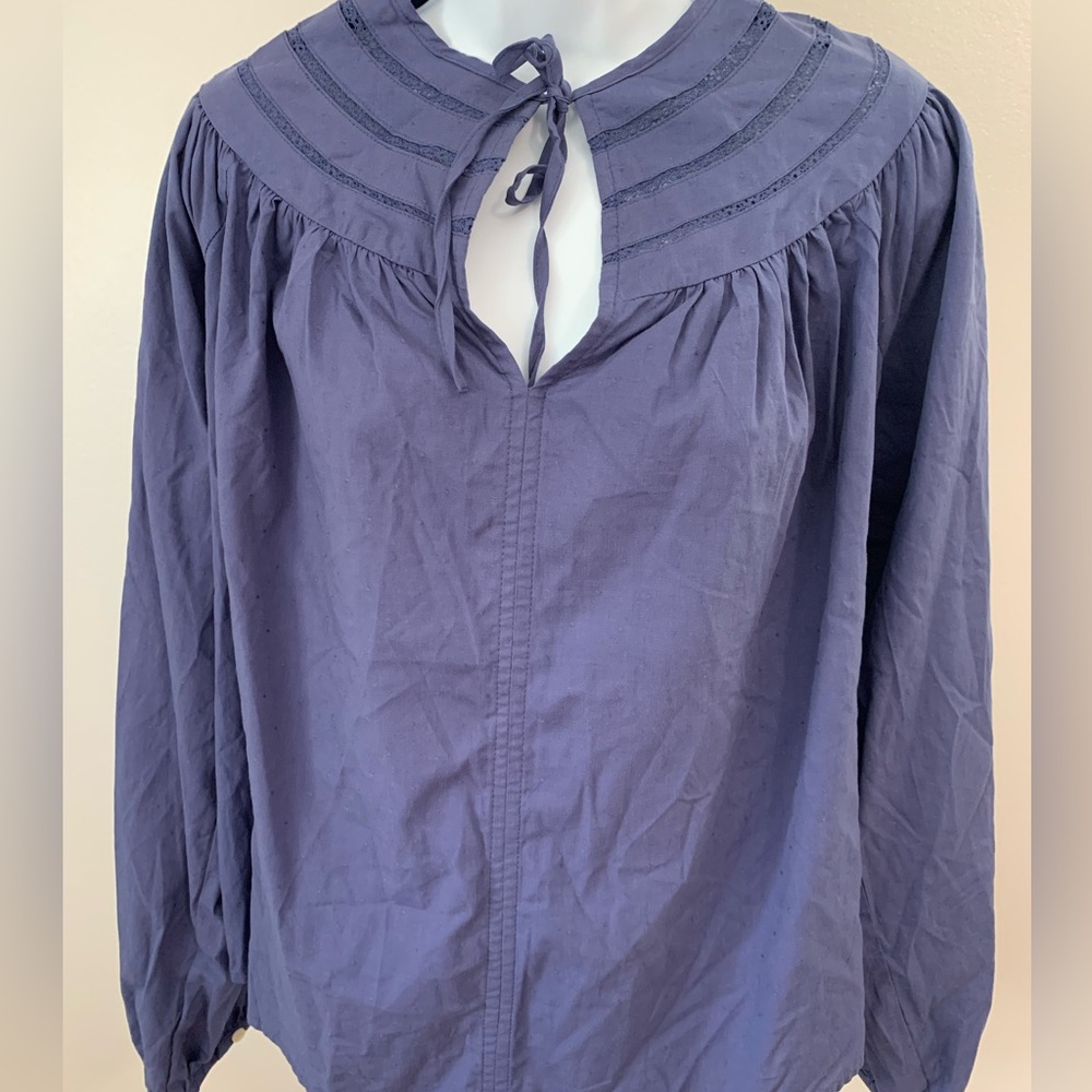 NWT Universal Thread Navy Lace Insert Blouse